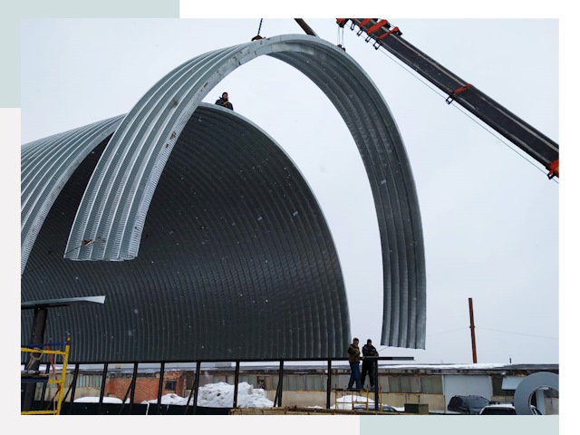 Полукруглые ангары в Конаково